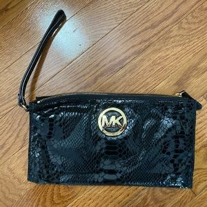 Michael Kors black snakeskin wristlet.